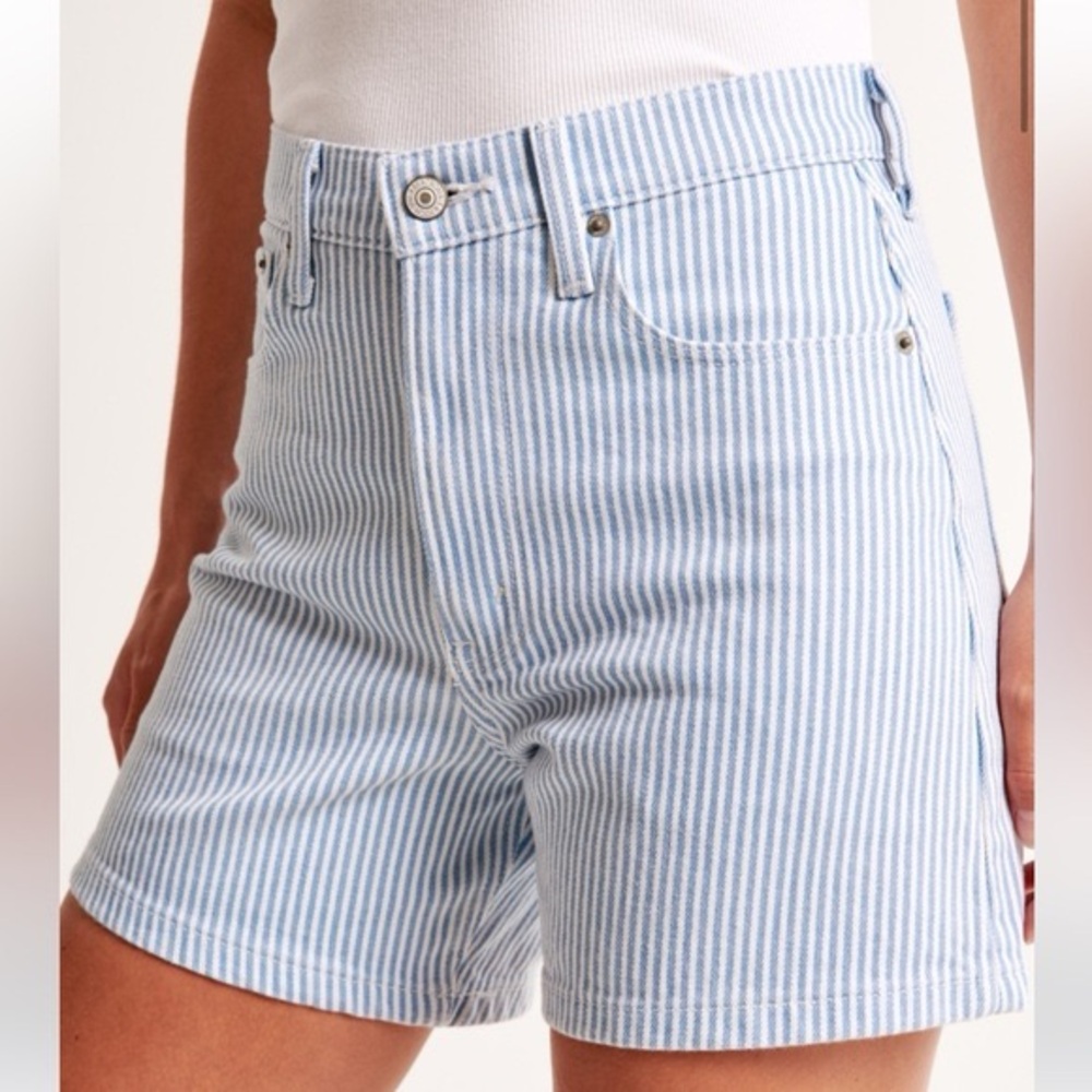 Abercrombie Pinstripe Dad Denim Shorts